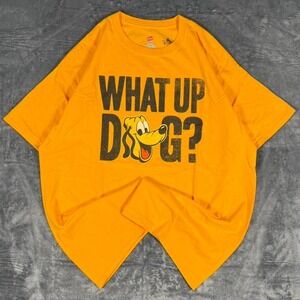 Y2K‎ Disney What Up Dog Yellow Graphic T-Shirt - size XL - measurements listed